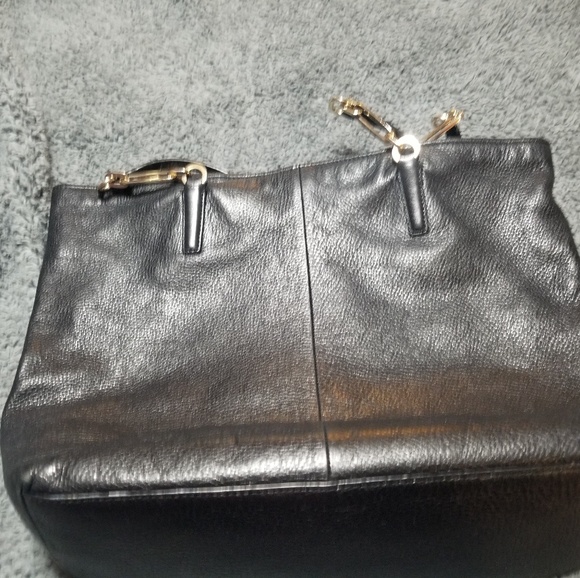 Coach black genuine leather bag with gold accents - Picture 3 of 7